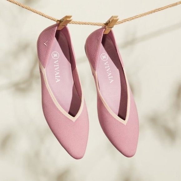 Vivaia Pointed Toe V-Cut Flats Ash Rose Pink Ballet Shoes Size 38.5 - Picture 3 of 11